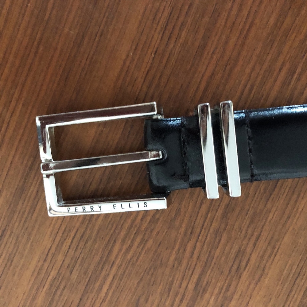 Perry Ellis Black Leather Belt